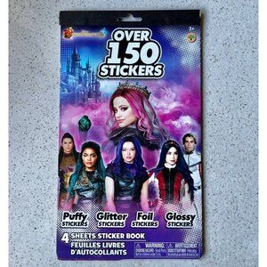 Disney Descendants 3 Sticker Book 4 Sheets Of Puffy Glitter Foil & Glossy Sticke